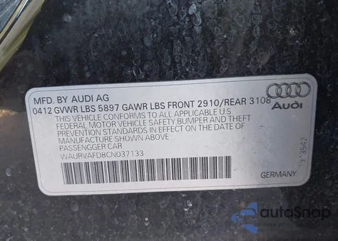 2012 Audi A8 L 4.2 from USA, damaged, VIN WAURVAFD8CN037133